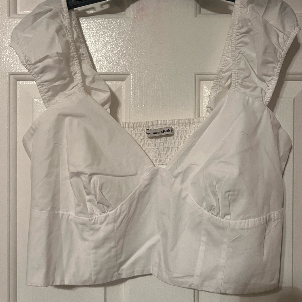 Abercrombie & Fitch White Cropped Tank Top